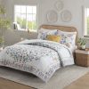 4 Piece Floral Comforter Set with Throw Pillow